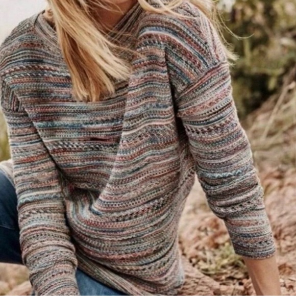 J. Jill Sweaters - J. Jill Mineral Multicolored Autumn Sky Lightweight Tunic Sweater 100% Cotton 1X